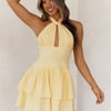 Enchanted Evenings Halter Mini Dress Yellow
