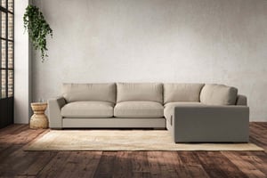 nkuku Guddu Large Right Hand Corner Sofa | Make To Order | Recycled Cotton Stone | No Colour