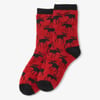 Moose On Red Fuzzy Socks