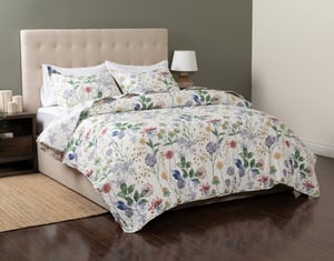 QE Home Danielle Recycled Polyester Coverlet Set, Floral, Green, King