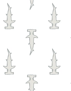 Hammerheads' Wallpaper by Tea Collection - White - Traditional / 27 in. x 27 ft.