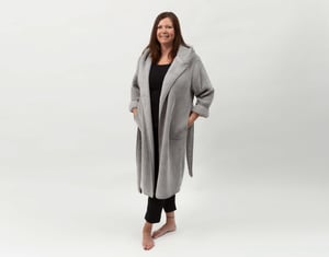 QE Home Chenille Sherpa Bathrobe in Grey, Small