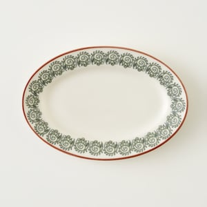 Indian Porcelain Oval Serving Platter - 10"