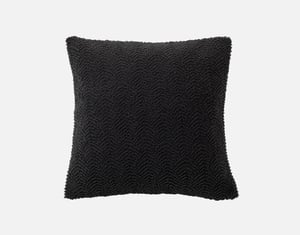 QE Home Ripple Boucle Square Cushion With Removable Insert in Soot, Geometric, Black, 18" x 18"