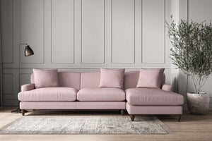 nkuku Deni Right Hand Chaise Sofa | Make To Order | Grand | Recycled Cotton Lavender