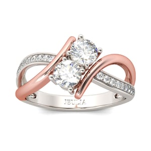 Jeulia Two Stone Crossover Round Cut Sterling Silver Ring