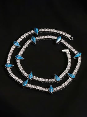 Thesupermade Hip Hop Collarbone Chain Necklace - 2221 - Blue / ONE SIZE