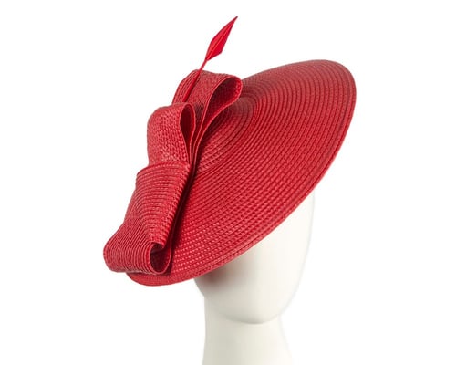 Red "saucer" fascinator hat by Max Alexander