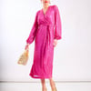 Pink Sequin Wrap Midi Dress - 16