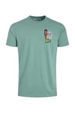 Weird Fish Beer Offisher Back Print Artist T-Shirt Mineral Blue Size S