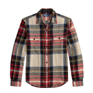 Polo Ralph Lauren Classic Fit Plaid Flannel Workshirt Cream / Red / Multi