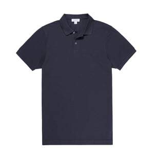 Sunspel Pique Polo Shirt Navy