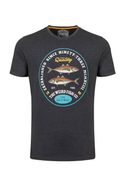Weird Fish Fish Stamp Front Print Graphic T-Shirt Black Size XL