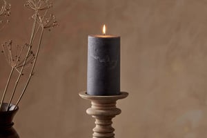 nkuku Rustic Soy Blend Pillar Candle | Candles & Home Fragrance | Large | Charcoal