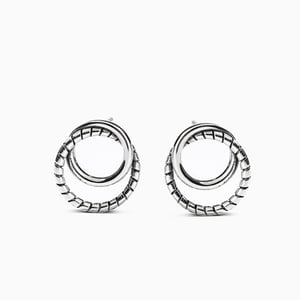 Jeulia "Rope Intertwining Circle" Sterling Silver Earrings