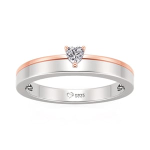 Jeulia Two Tone Heart Women's Wedding Band Sterling Silver