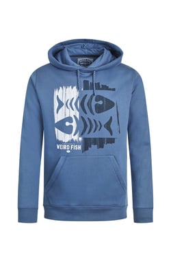 Weird Fish Bryant Graphic Pop Over Hoodie Mid Blue Size XL