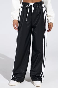 AKIRA Bellers PU Track Pants | Black | Size 1X