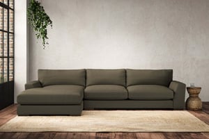 nkuku Guddu Large Left Hand Chaise Sofa | Make To Order | Recycled Cotton Moss | No Colour