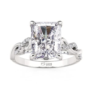 Jeulia Classic Twist Engagement Ring Crushed Ice Cut Sterling Silver