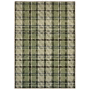 Isla Plaid Green Eco-Washable Rug - 185x275cm