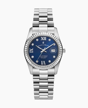 Inspiration Roman II 34mm Three-hands Date Silver-tone Blue dial Stainless steel swiss watch - 34 mm