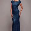 Goddiva Cowl Back Sequin Maxi Dress - Navy