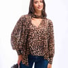 Leopard Printed Tie Neck Blouse - 8