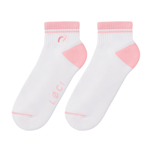 Stripe Cushioned Ankle Socks - M-L / White/Pink