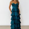 Lights Camera Party Satin Maxi Dress Emerald