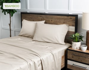 QE Home Bamboo Cotton Flat Sheet in Driftwood, White, King