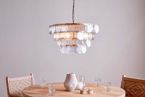 nkuku Kagitha Recycled Glass Statement Chandelier | Lights | One Size | Antique Brass
