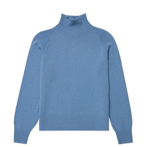 Sunspel Womens Funnel Neck Jumper Cornflower