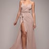 Goddiva Wrap Style Spaghetti Strap Maxi With Split - Blush