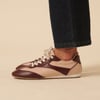 Burgundy And Pink Leather Trainers