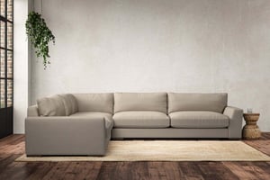 nkuku Guddu Left Hand Corner Sofa | Make To Order | Grand | Recycled Cotton Stone