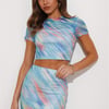 Attention Show Mesh Crop Top Blue
