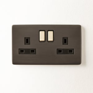 Double Florence plug socket in bronze