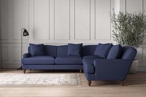 nkuku Deni Large Corner Sofa | Make To Order | Recycled Cotton Navy | No Colour