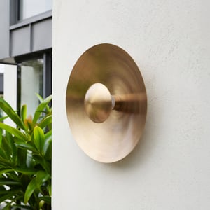 Mykolas IP54 wall light in aged brass