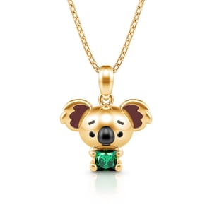 Jeulia Hug Me "Adorable Koala" Princess Cut Sterling Silver Necklace