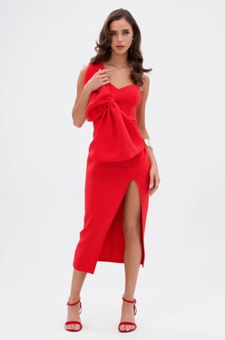 AKIRA I Win Bow Front Midi Dress | Size 2X