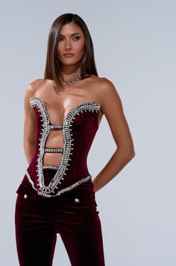 AKIRA Luxe Life Corset Top | Burgundy | Size 1X