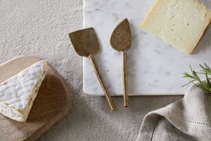 nkuku Kasa Cheese Knives Set Of 2 | Serveware | Antique Brass