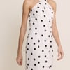 Polka Dot Wrap Neck Tailored Midi Dress