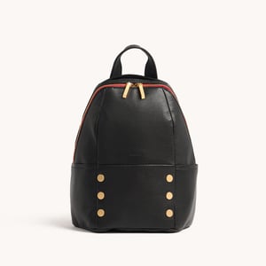 Hammitt Hunter Black Brushed Gold Red Zip Med