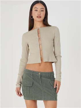 Brave Soul Cord Cargo Mini Skirt - Green - XS