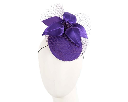 Custom made purple special occasion cocktail hat
