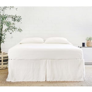 Pleated Cream Linen Queen Bed Skirt