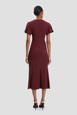 Victoria Beckham Eve Midi Dress In Cinnabar Red - 16 - Womens